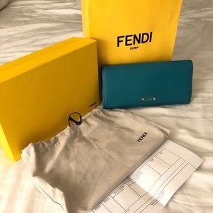 Fendi Continental Crayons wallet- blue/green